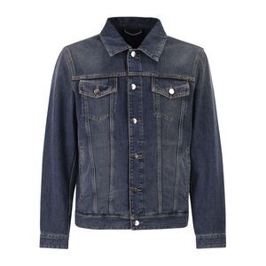 Peserico Men Cotton Denim Jacket With Vintage Wash And Tailored Details